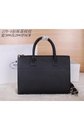 Sale 1:1 Prada Original Grainy Leather Briefcase P2705 Black VS01355
