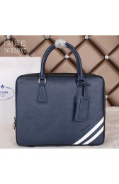 Sale 1:1 Prada Saffiano Calfskin Leather Briefcase PM24 Blue VS02500