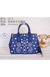 Sale 1:1 Prada Weave Leather Tote Bags B2274 Blue VS05089