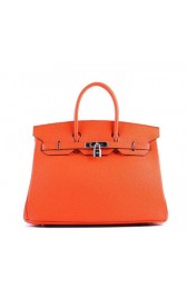 Sale 1:1 Replica Hermes Birkin 35CM Tote Bag Orange Grainy Leather H-35 Silver VS01262