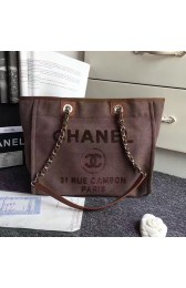 Top Chanel Canvas and Sequins Cubano Trip Deauville Shopping Bag Brown A66941 VS01172