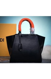 Top Fendi Petite 3Jours Tote Bag Calfskin Leather 8BH279 Black VS03541