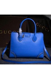Top Gucci Bright Diamante Leather Top Handle Bag 354231 Blue VS00979