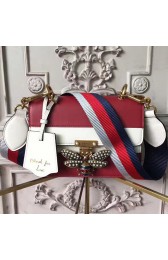 Top Gucci Queen Margaret Leather Shoulder Bag Red and White 476542 VS08171