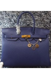 Top Hermes Birkin 35CM Tote Bag Litchi Leather HB35GL Royal VS08058
