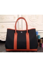 Top Hermes Garden Party 36cm 30cm Tote Bag Canvas Black&Orange VS03897