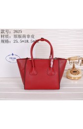 Top Prada Original Leather Tote Bags BN2625 Red VS05031