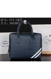 Top Prada Saffiano Leather Briefcase P241 Blue VS02034