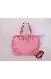 Top Prada Saffiano Leather Tote With Metal Studs Bag B2752M Pink VS05645