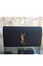 Top Saint Laurent Cassandre Grained Clutch Bag Black Y230320 VS03036
