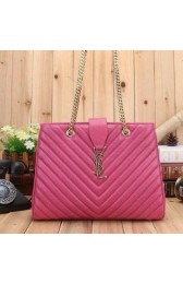 Top Saint Laurent Large Cabas Cannage Pattern Leather Bag Y26585 Rose VS04952