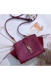 Toy YSL Mini Cabas Bag In Burgundy Leather 452322 VS07897