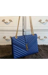 YSL Classic Monogramme Flap Bag Cannage Pattern 311224 Blue VS03482