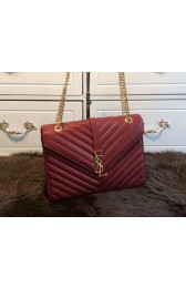 YSL Classic Monogramme Flap Bag Cannage Pattern 311224 Burgundy VS00124