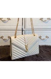 YSL Classic Monogramme Flap Bag Cannage Pattern 311224 White VS06592
