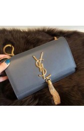 YSL Monogramme Cross-body Shoulder Bag Smooth Leather Y311218 Grey VS09243