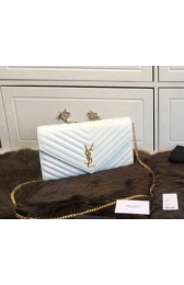 Yves Saint Laurent Classic Monogramme Flap Bag Y26578 White VS08374