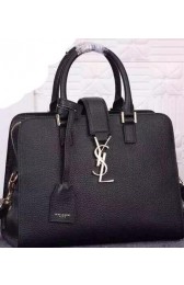 Yves Saint Laurent Medium Cabas Litchi Leather Tubular Bag Y26574 Black VS08559