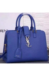 Yves Saint Laurent Medium Cabas Litchi Leather Tubular Bag Y26574 Blue VS09045